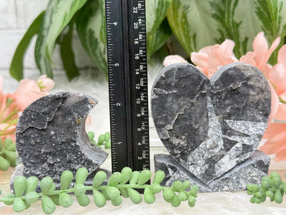 Black Chalcedony Hearts