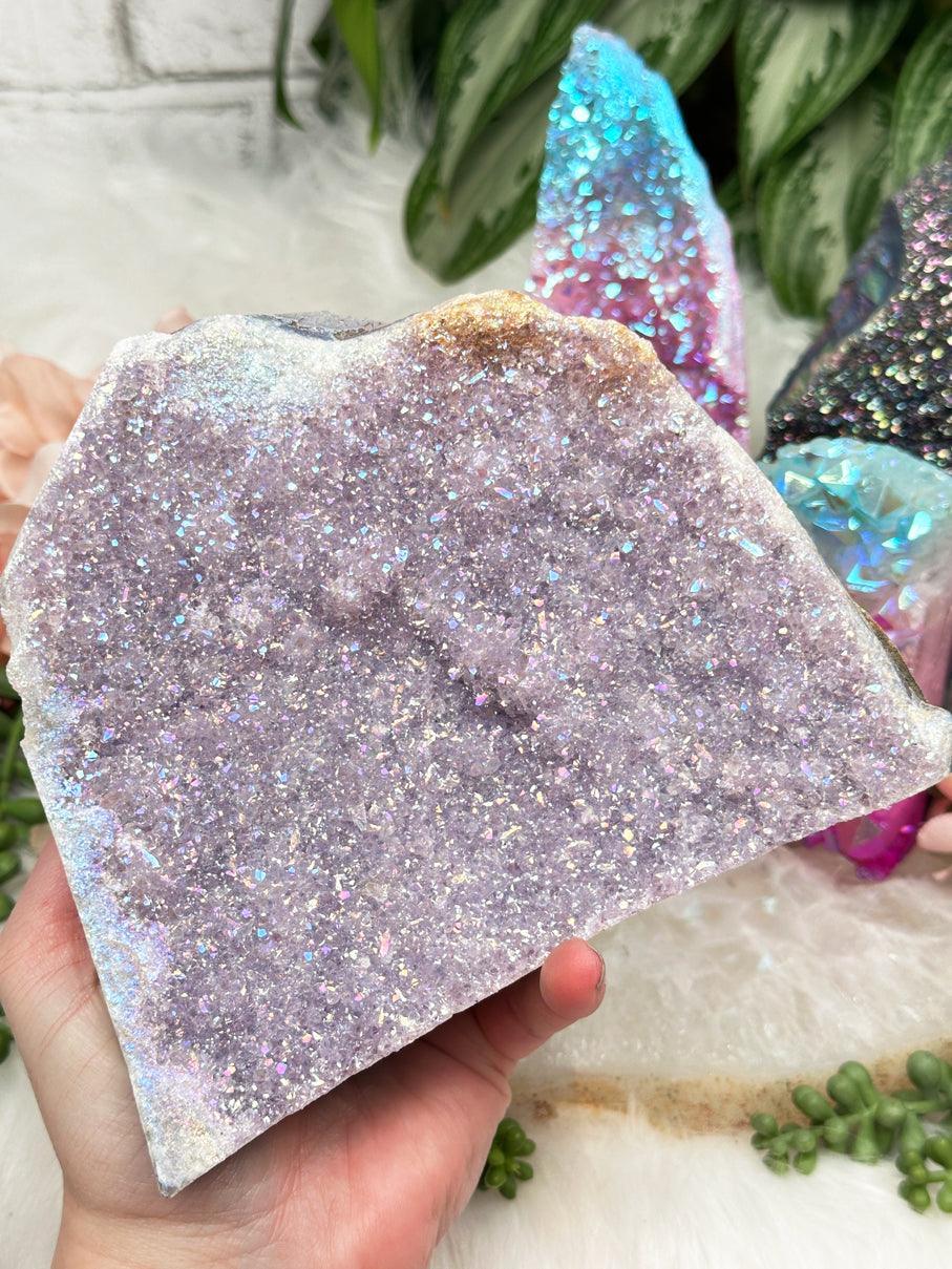 Standing Aura Amethyst Clusters