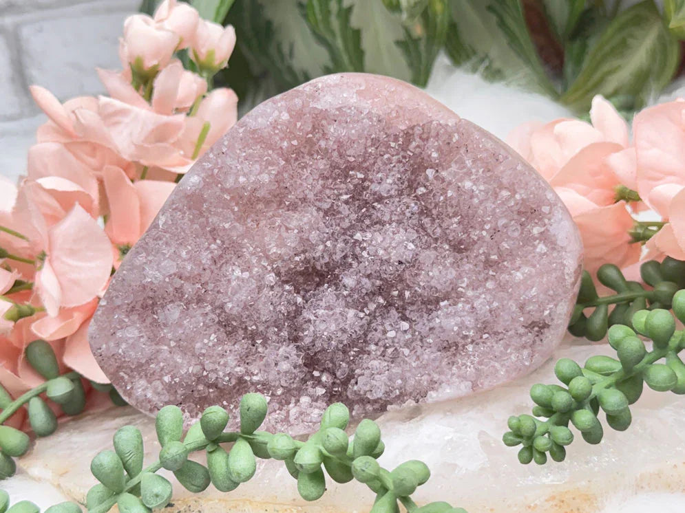 Druzy Pink Quartz Clusters
