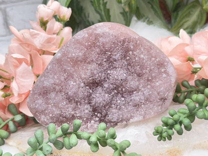 Druzy Pink Quartz Clusters