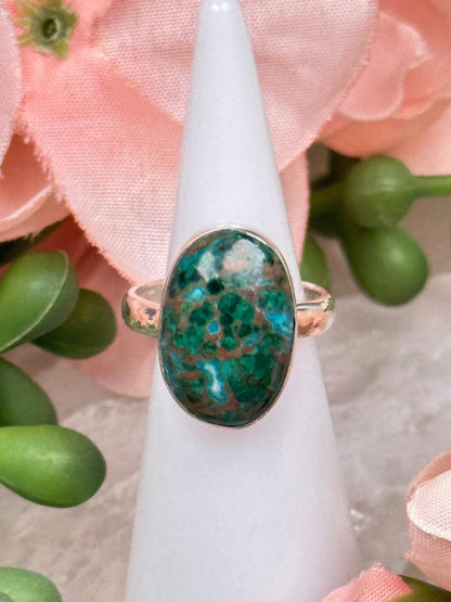 Silver Malachite Chrysocolla Rings