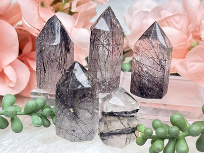 Black Tourmaline Quartz Points