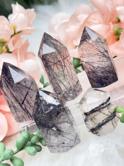 Black Tourmaline Quartz Points