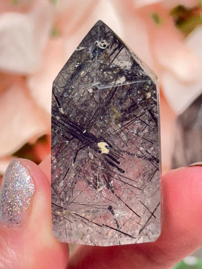 Black Tourmaline Quartz Points