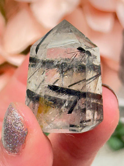 Black Tourmaline Quartz Points