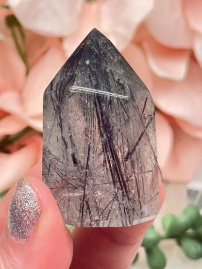 Black Tourmaline Quartz Points