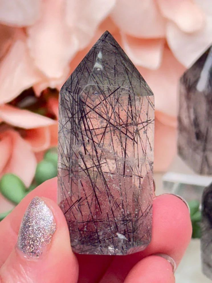 Black Tourmaline Quartz Points