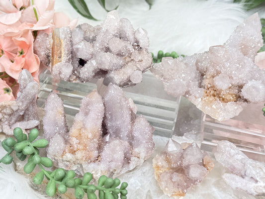 Super cute white spirit quartz clusters