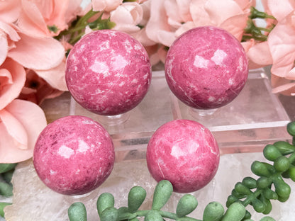Vibrant Pink Thulite Spheres For Sale