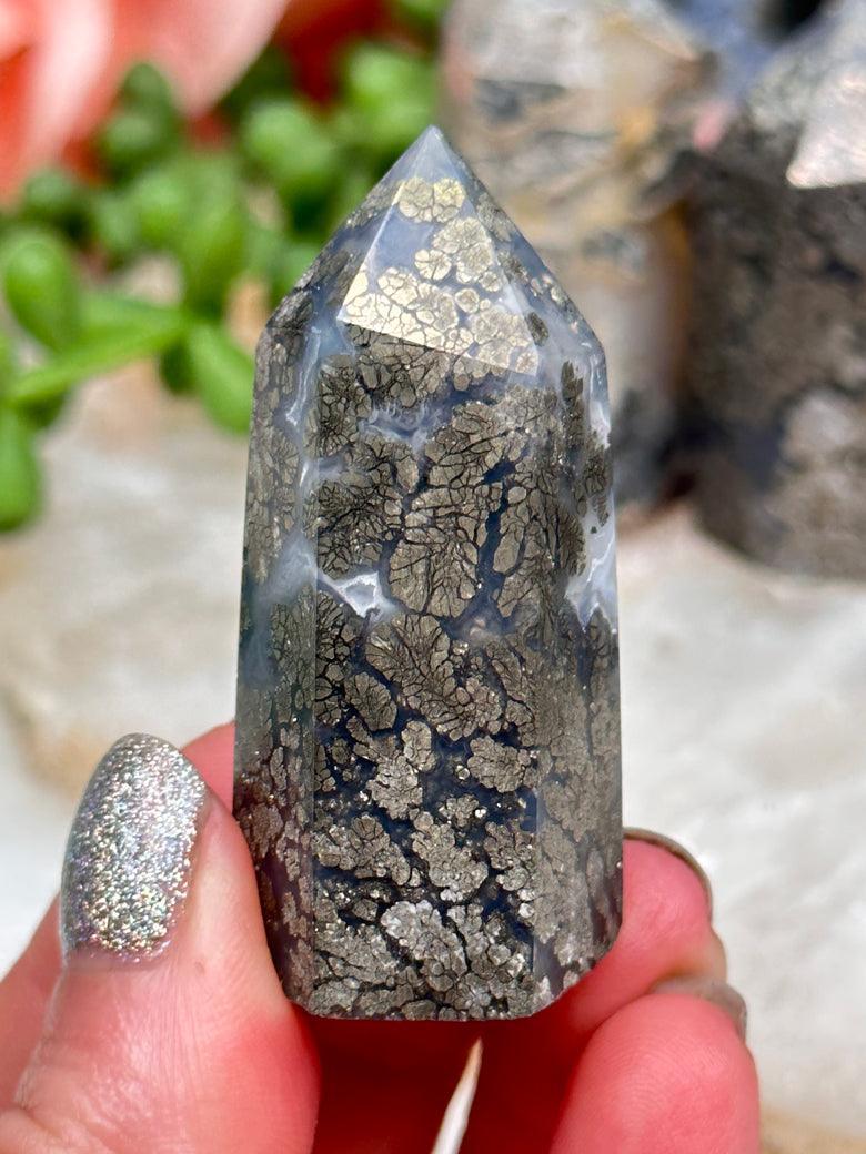 chalcedony-marcasite-point