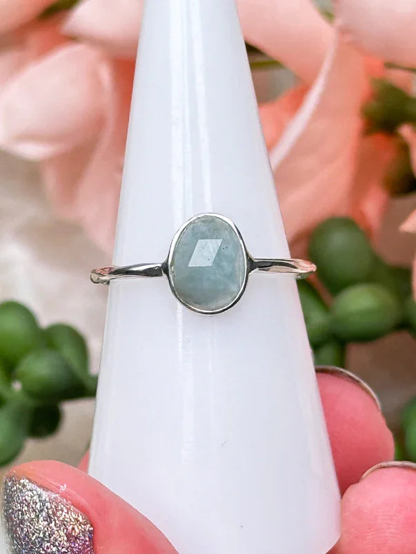 Stamped Sterling Silver Crystal Rings