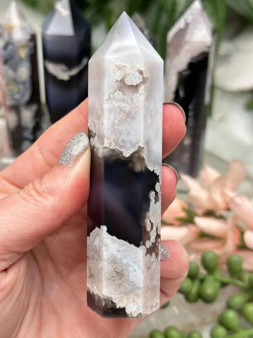 black-floral-agate-points