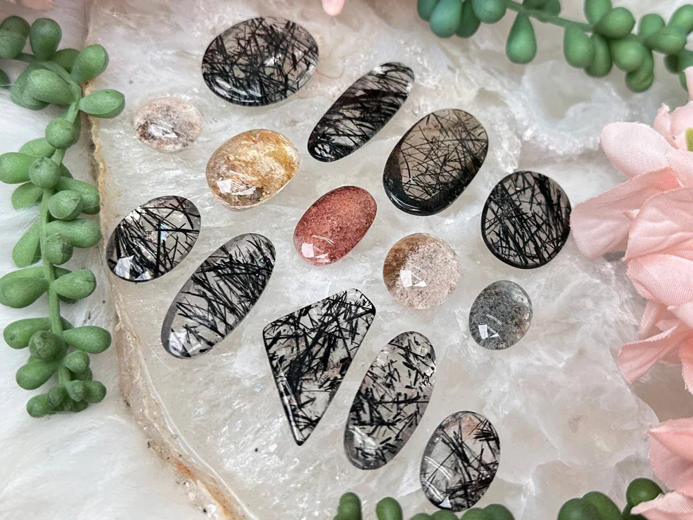 garden-quartz-and-tourmalinated-quartz-cabochons