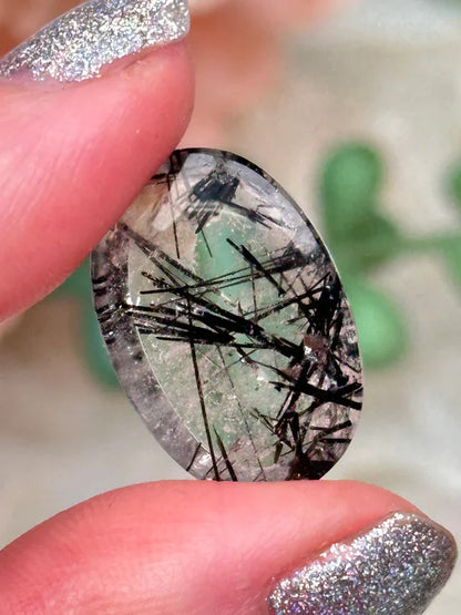 Garden & Black Tourmaline Quartz Cabochons