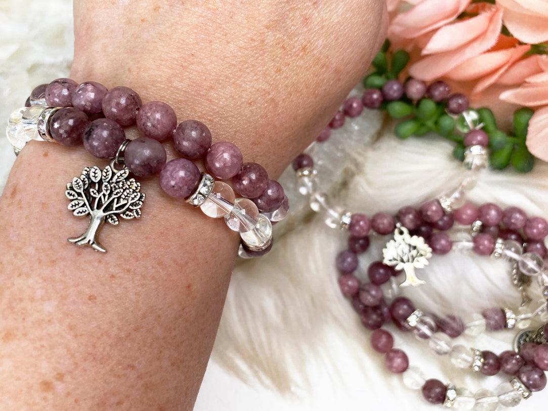 Pink-lepidolite-clear-quartz-rhinestone-charm-bracelet