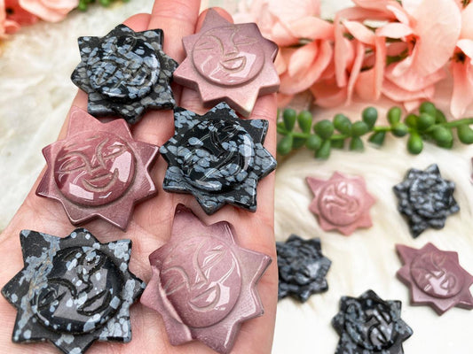    Snowflake-Obsidian-Pink-Mookaite-Jasper-Crystal-Sun-Pendant