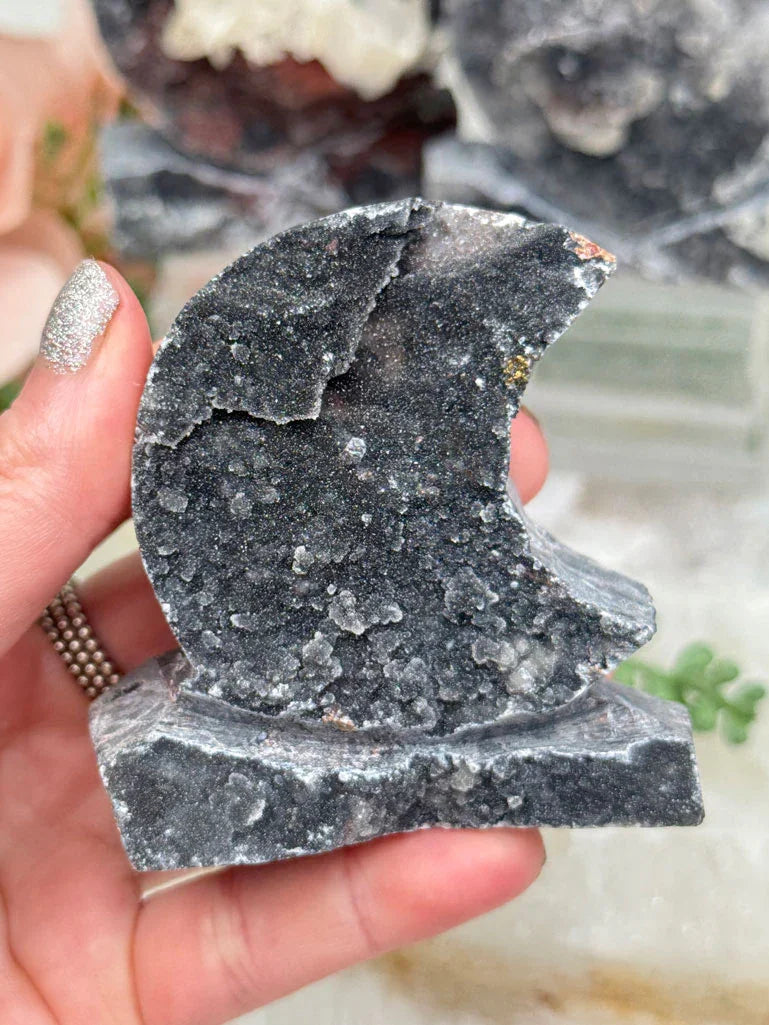 Black Chalcedony Hearts