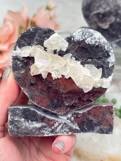 Black Chalcedony Hearts