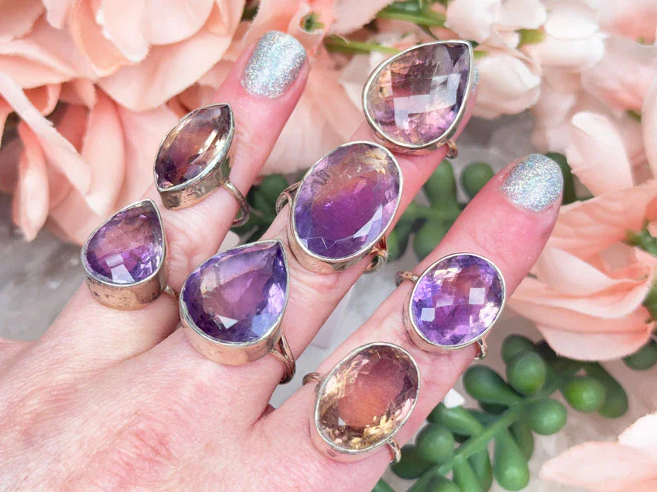 faceted-ametrine-rings