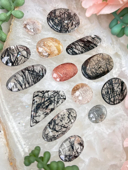 garden-quartz-and-tourmalinated-quartz-cabochons