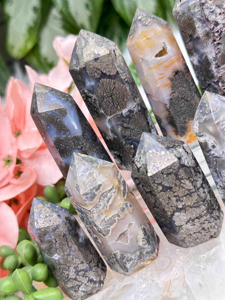 gold-marcasite-chalcedony-points