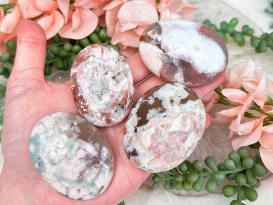 green-pink-flower-agate-palmstones