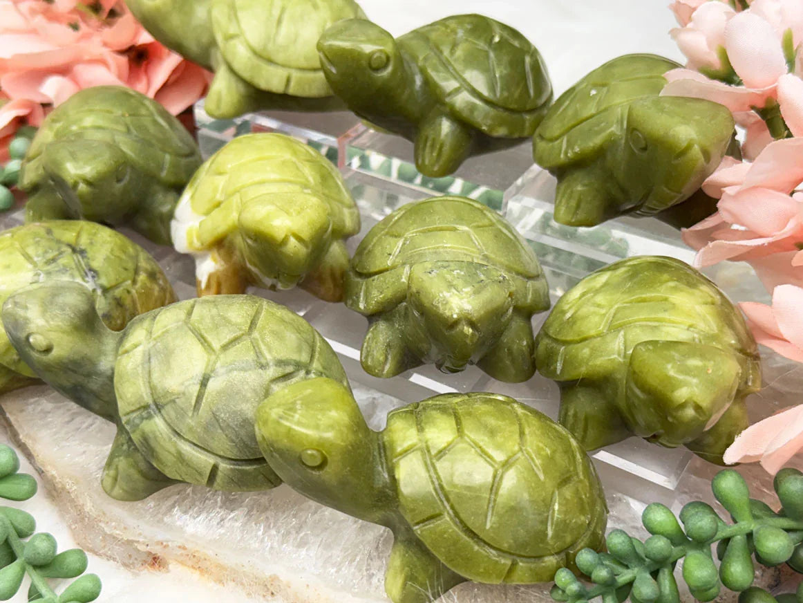 green-serptentine-stone-turtles