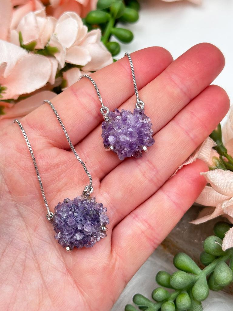 Sterling Silver Amethyst Cluster Necklace