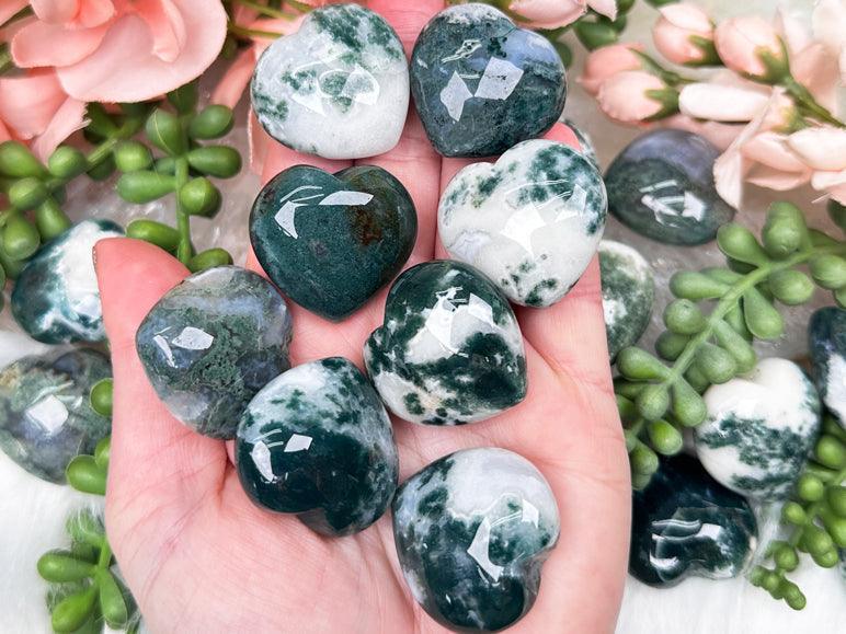 Moss Agate Hearts