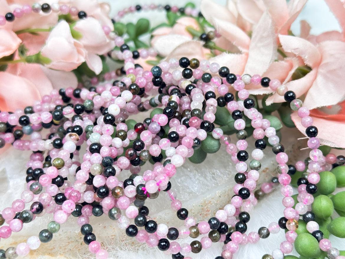 pink-black-tourmaline-beaded-bracelet