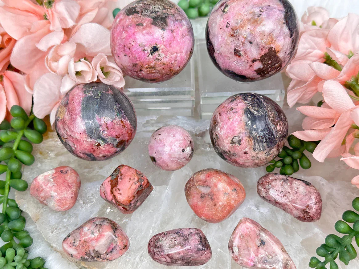 pink-cobalto-calcite-spheres-tumbles