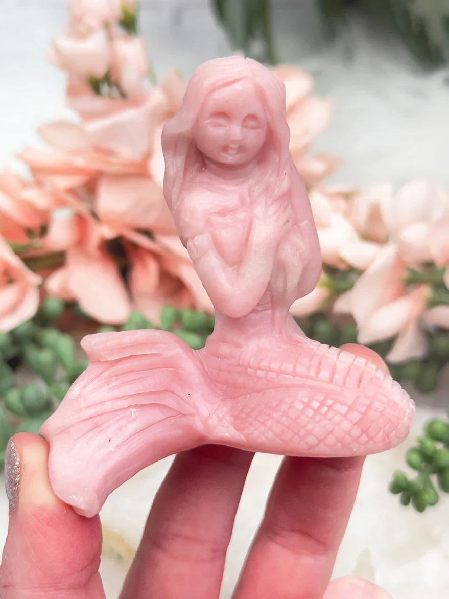 pink-opal-mermaid-carving