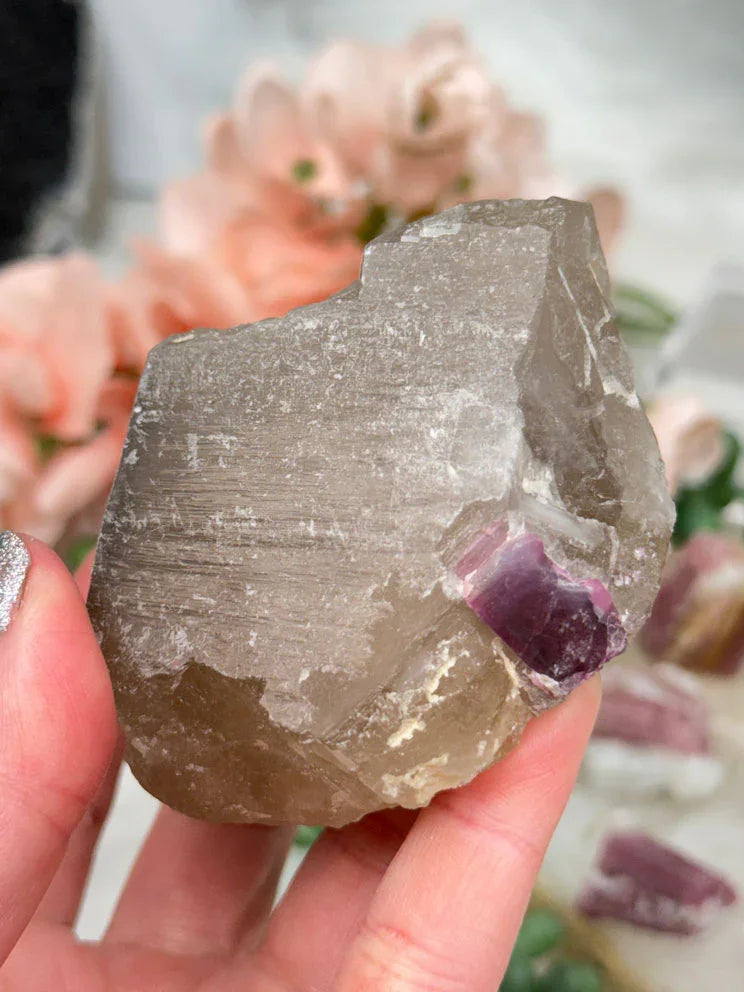 pink-tourmaline-in-smoky-quartz