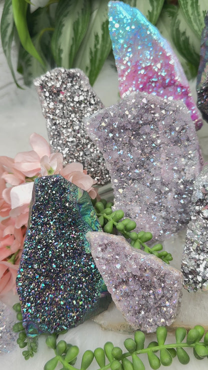 Standing Aura Amethyst Clusters