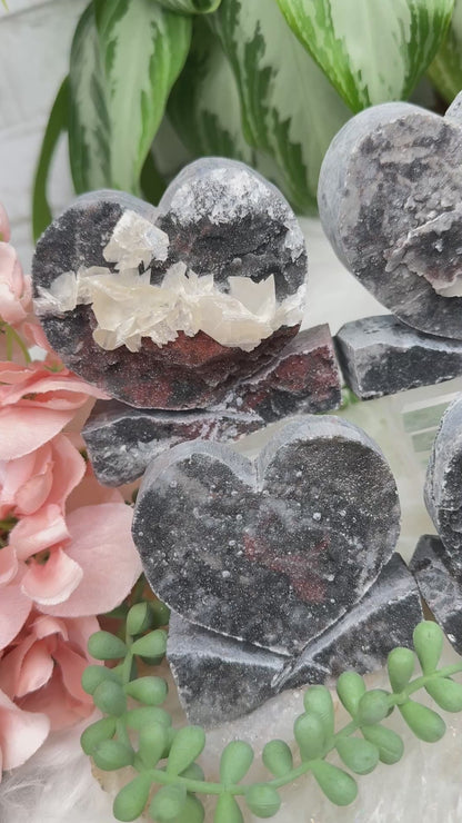 Black Chalcedony Hearts