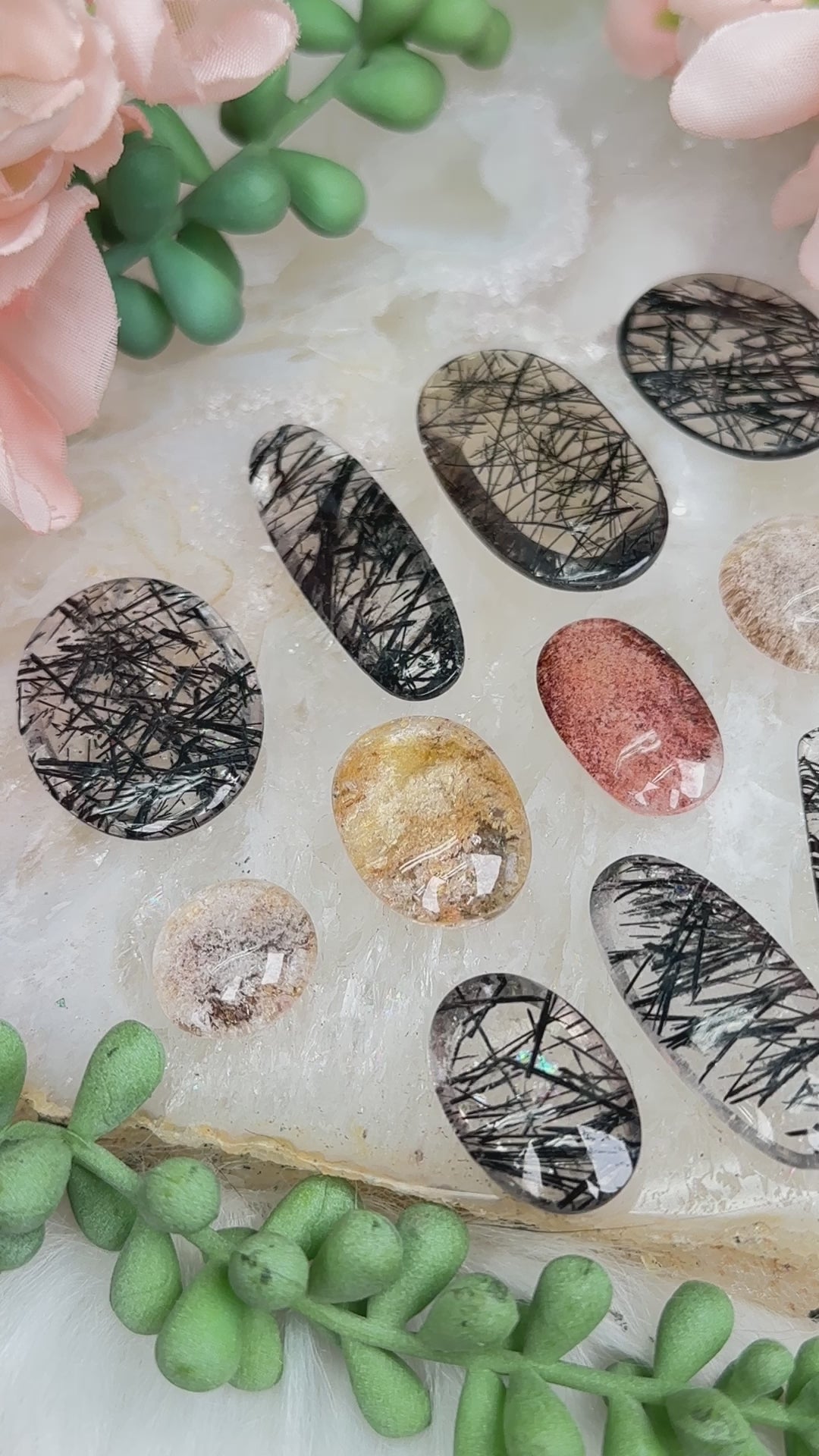 garden-quartz-black-tourmaline-quartz-cabochons