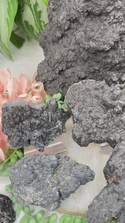 Black Tourmaline Quartz Clusters