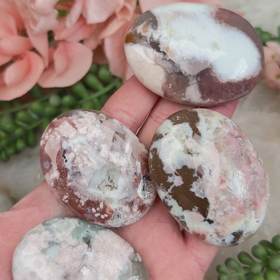green-pink-flower-agate-palmstones