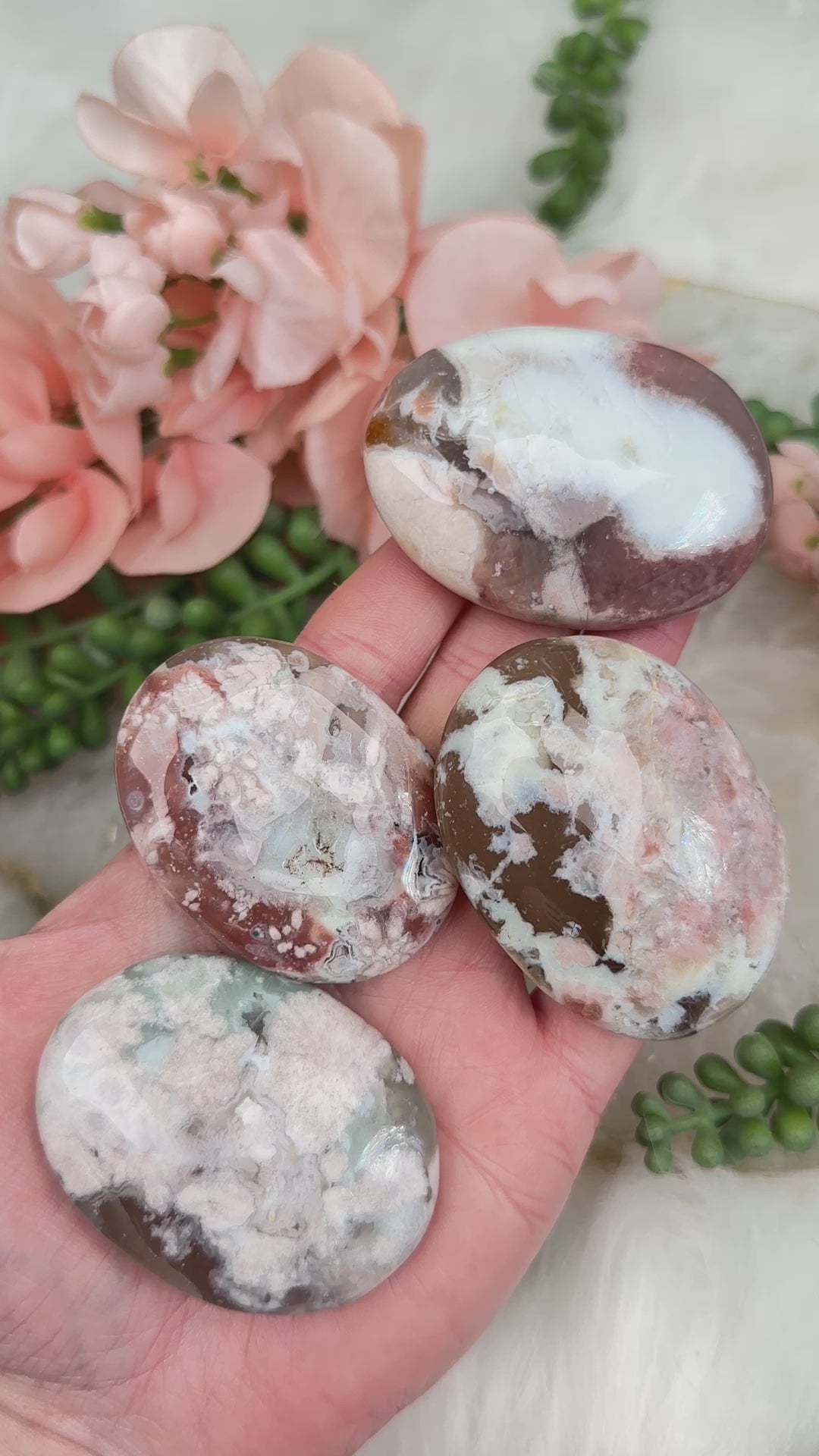 green-pink-flower-agate-palmstones