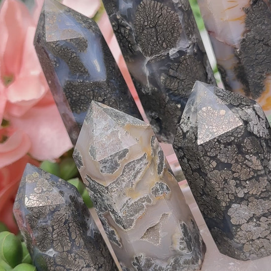 gold-marcasite-in-chalcedony-points