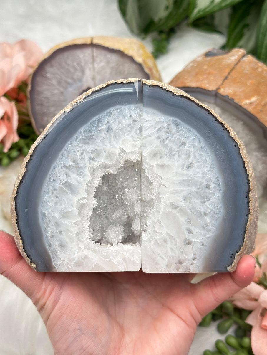 quartz-geode-bookend-set