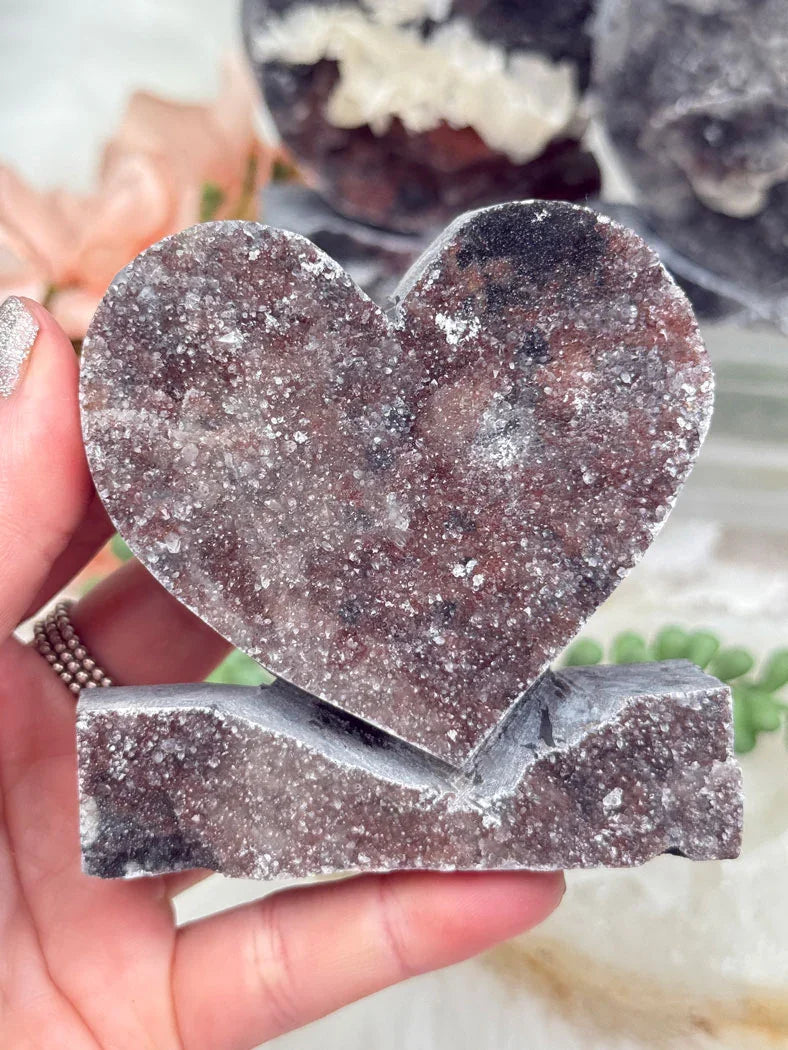 Black Chalcedony Hearts