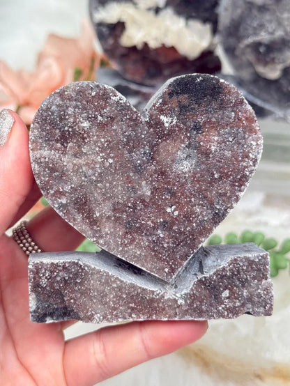 Black Chalcedony Hearts