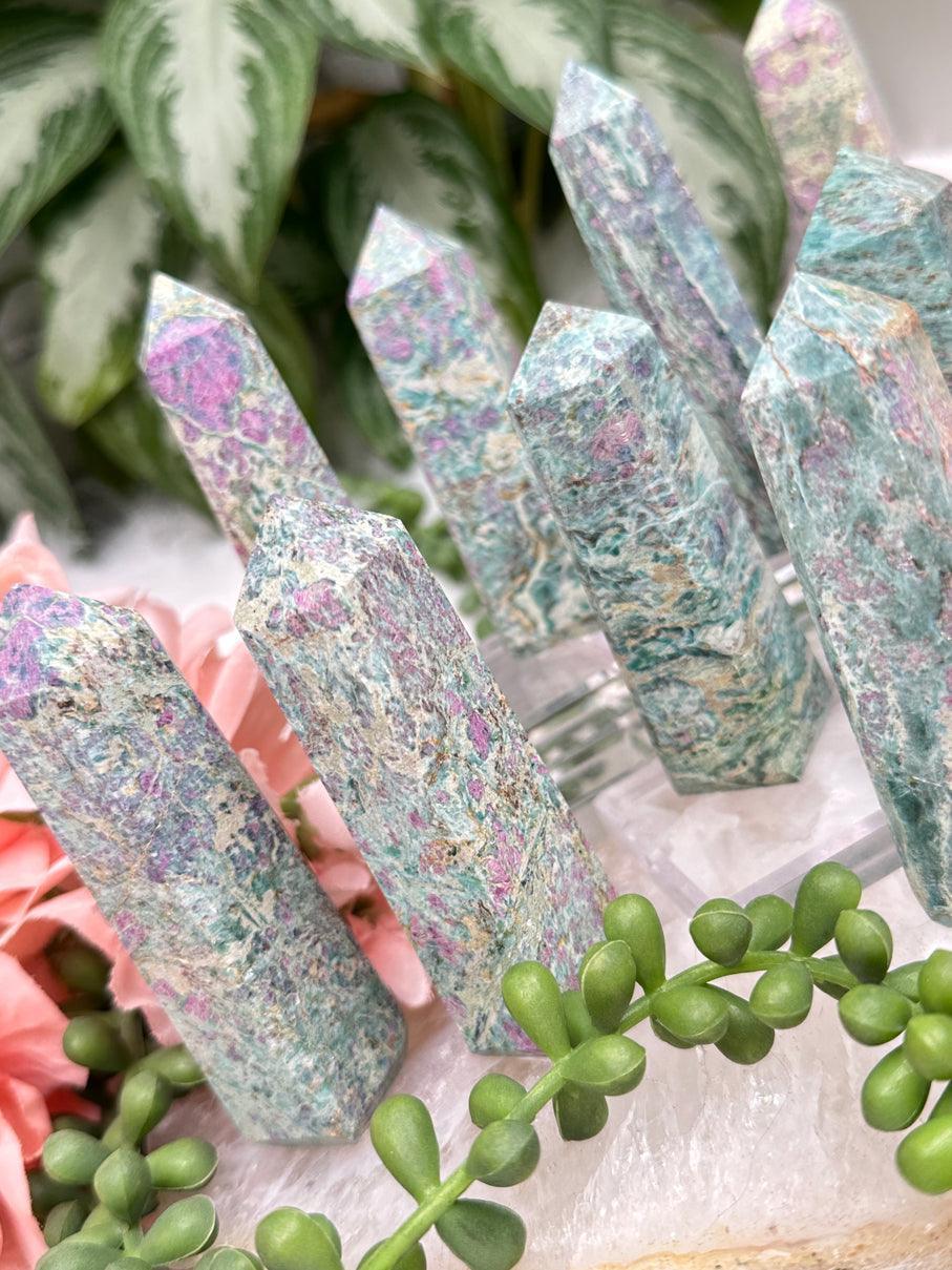 ruby-green-fuchsite-points