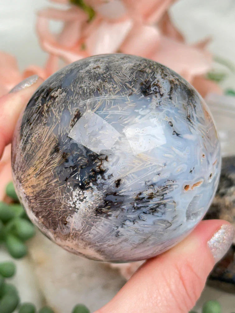 rutile-in-chalcedony-sphere
