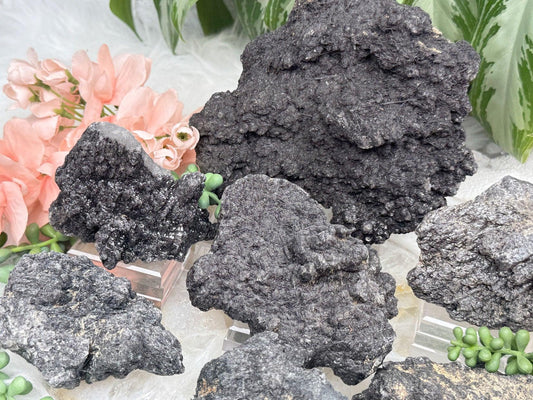 Black Tourmaline Quartz Clusters