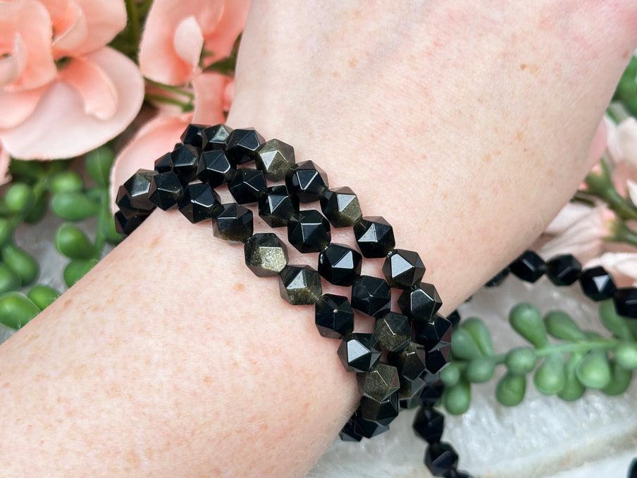 star-cut-gold-sheen-obsidian-bracelets