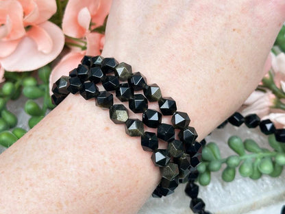 star-cut-gold-sheen-obsidian-bracelets