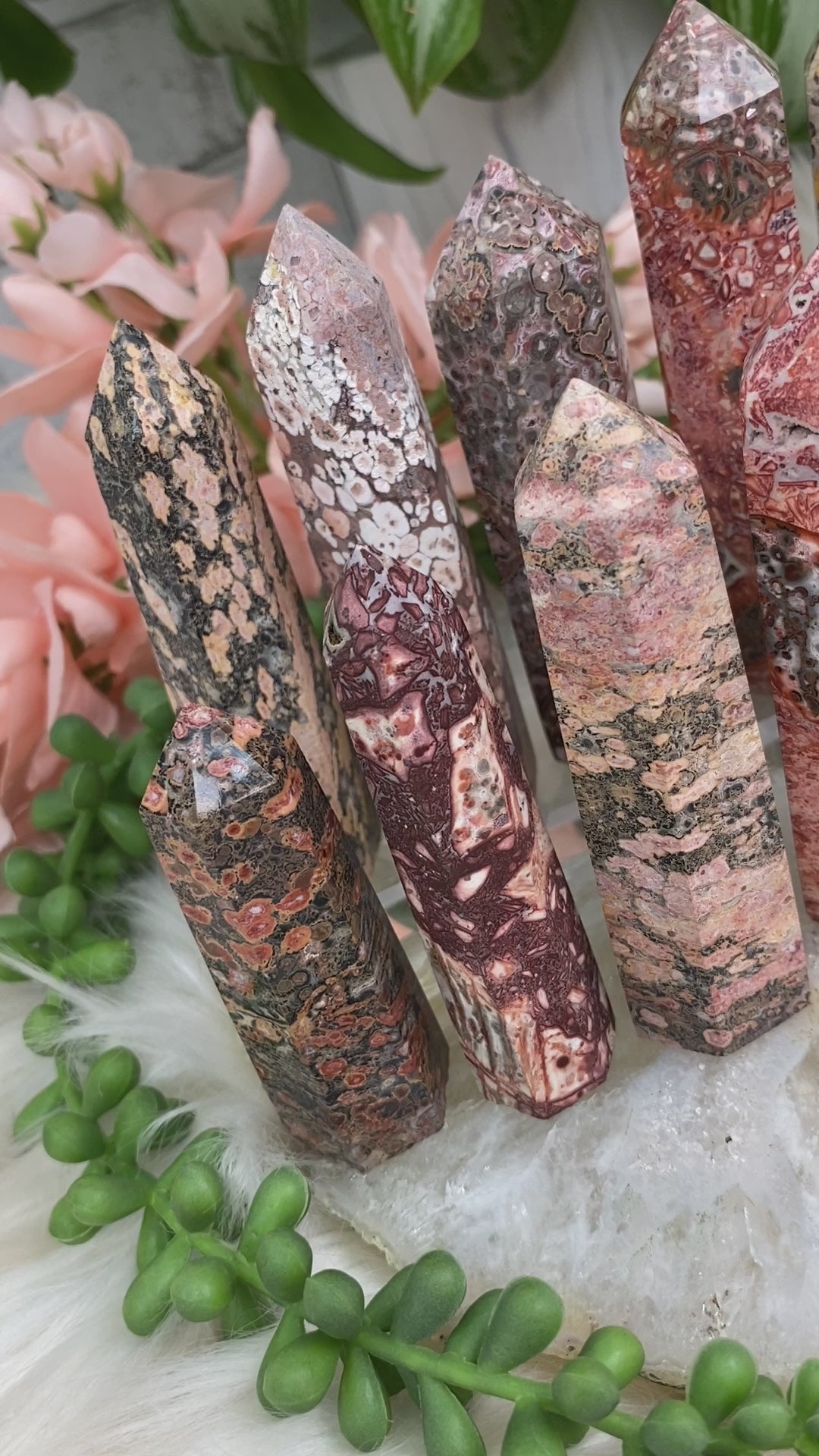 Red-Yellow-Pink-Leopard-Jasper-Points