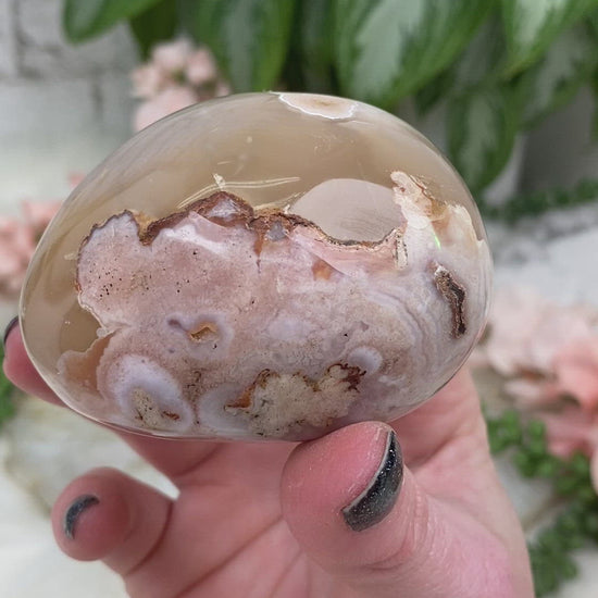 pink Flower Agate crystals. for sale